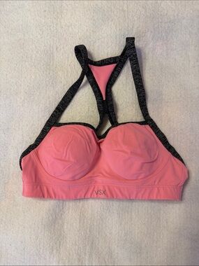 VSX Pink Sports Bra with Black Contrast Racerback